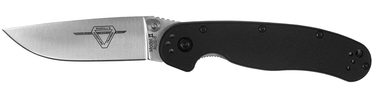 Ontario Knives RAT 2 Liner Lock 8860 AUS-8 Stainless Steel Black Nylon 6