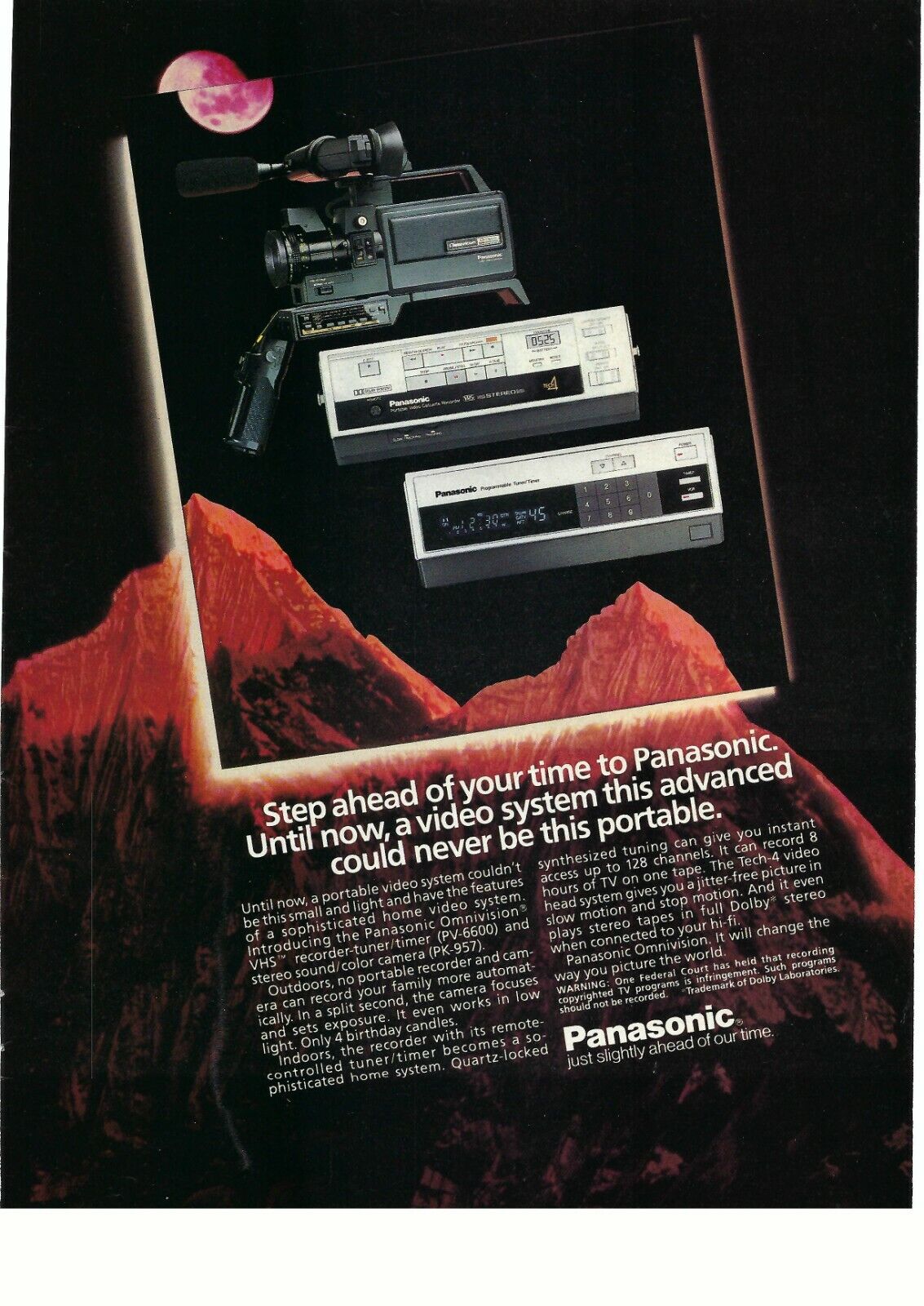 1983 PANASONIC VHS & CAMCORDER Vintage Magazine Print Ad 