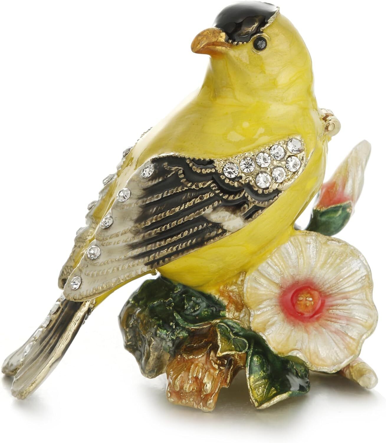 Bejeweled Enameled Animal Trinket Box/Figurine With Rhinestones- Oriole Bird