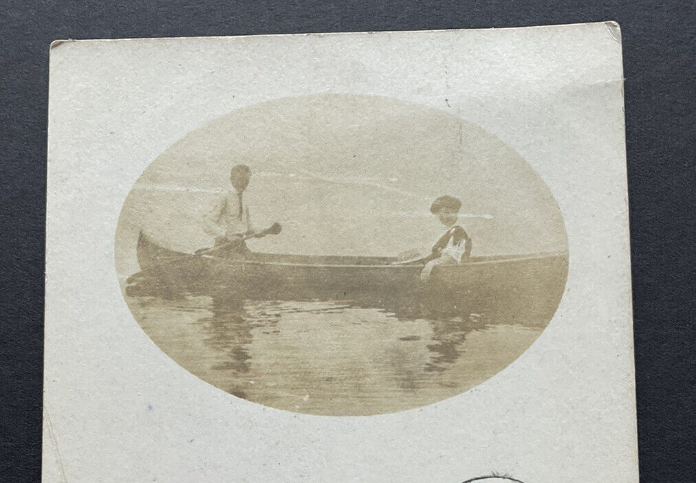Couple In a Canoe Parkdale Postcard Postmarked Berlin Ontario 1906