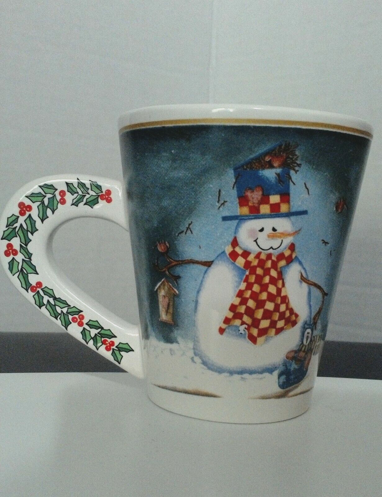 Coffee Cup Winter Snow Snowman Christmas Trees Wreath 8 oz. holidays