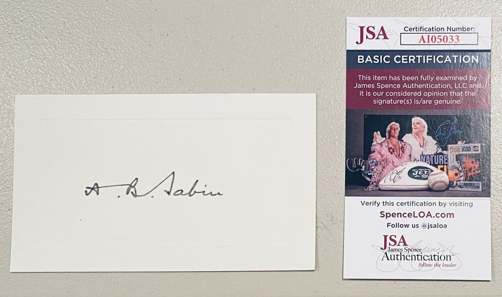 Albert Sabin Signed Autographed Vintage 3.5 x 5.75 Card JSA Cert Polio Vaccine