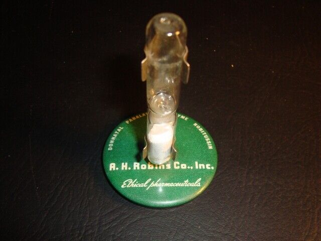 Circa 1950s R. H. Robins Pharmaceuticals Hour Glass Paperweight