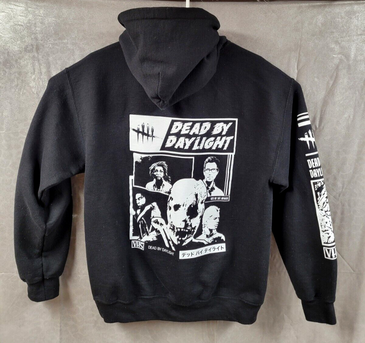 Dead by Daylight Retro VHS Trapper Black Heavy Sweatshirt Hoodie Mens Medium