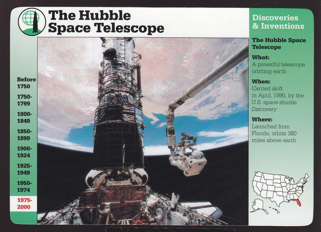 THE HUBBLE SPACE TELESCOPE NASA 1993 Photo 1996 GROLIER STORY OF AMERICA CARD