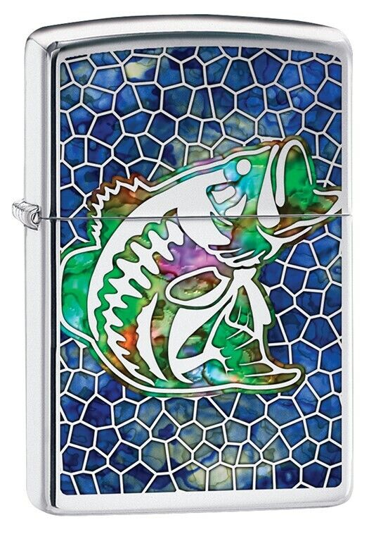 Zippo Lighter, Fusion Bass Fish - High Polish Chrome 79788
