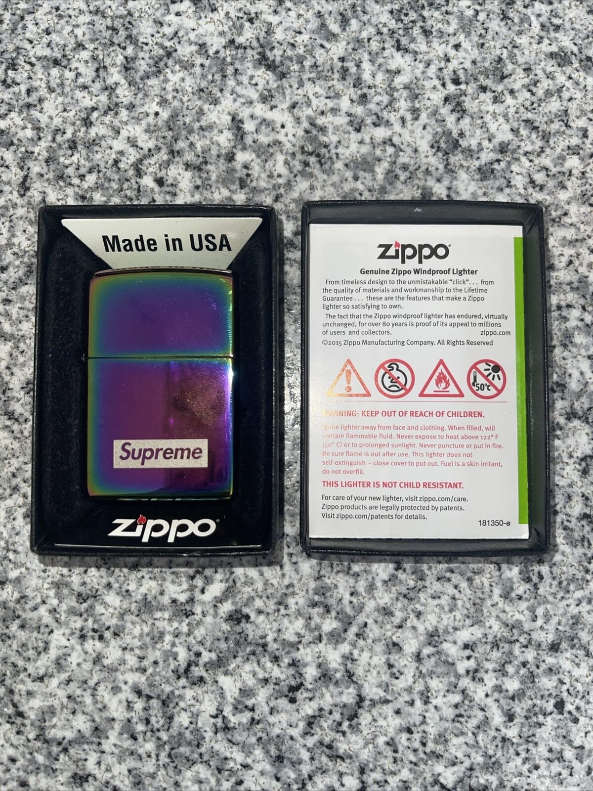 Rare FW16 Supreme Spectrum Iridescent Zippo lighter Brand New/unused made in USA