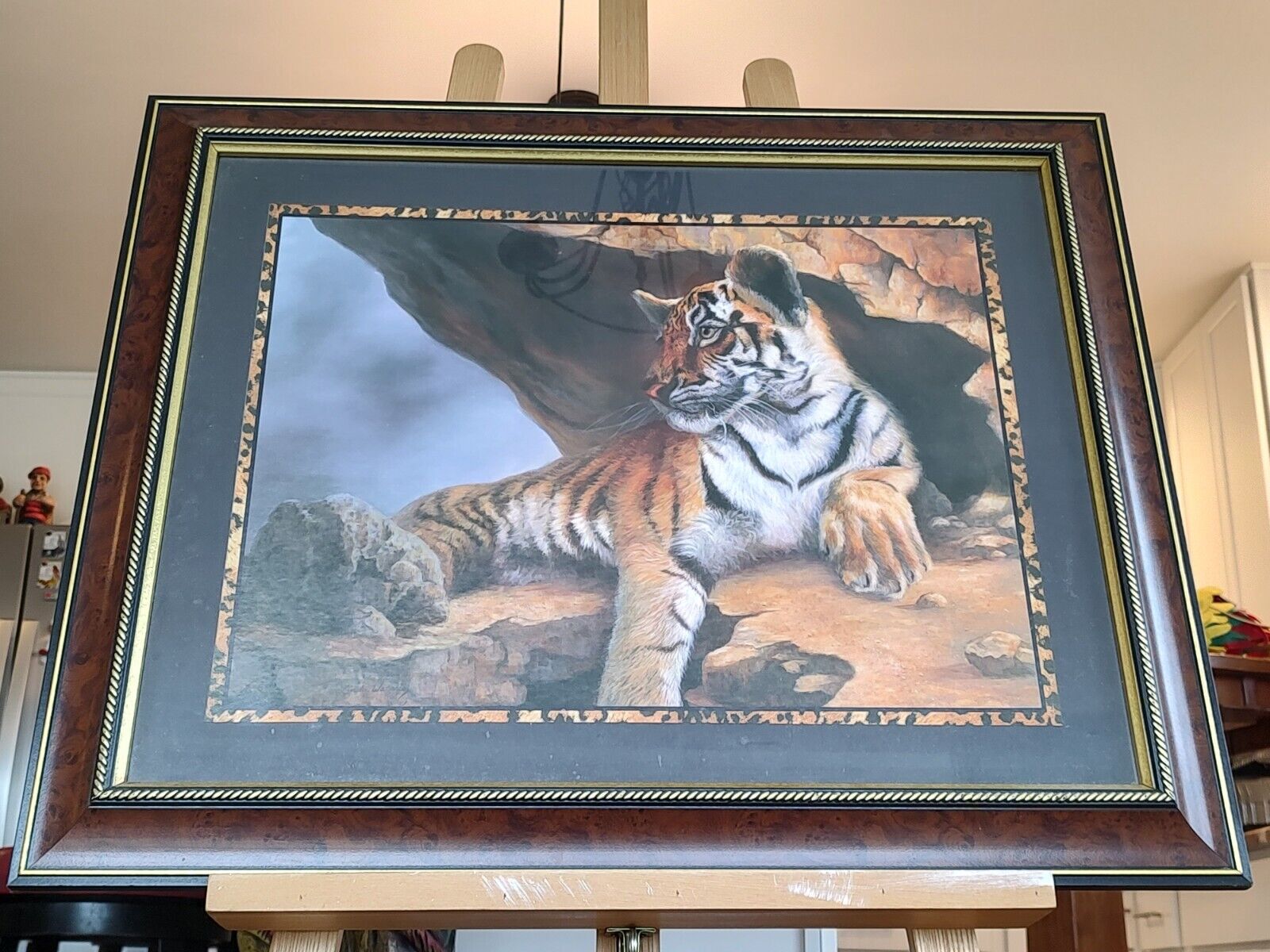 Linda Wacaster Big Cat Home Interiors Bengal Tiger Framed Picture 27”X33” HOMCO 