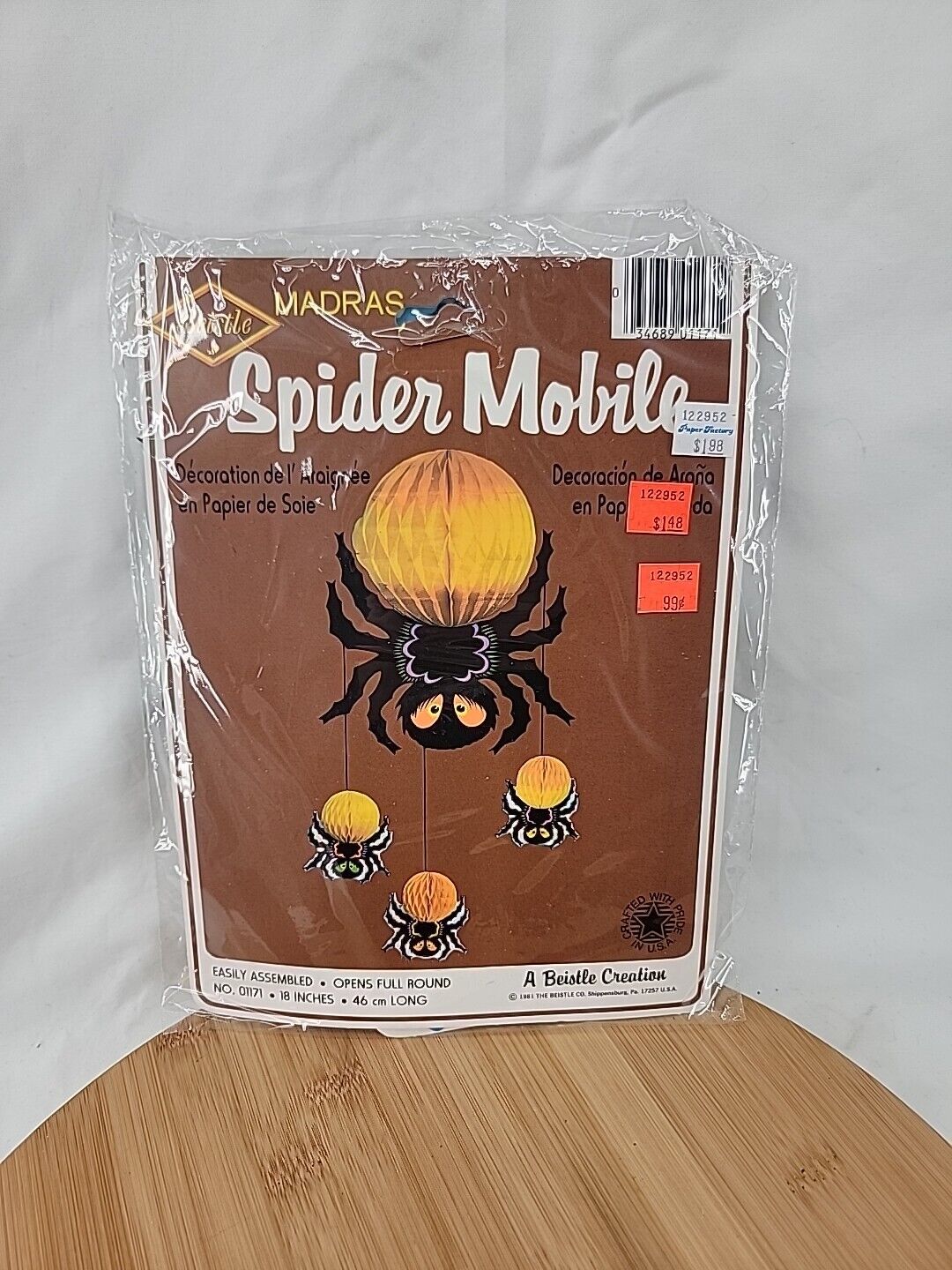 Vintage 1981 Beistle Spider Mobile Halloween Party Decoration NIP