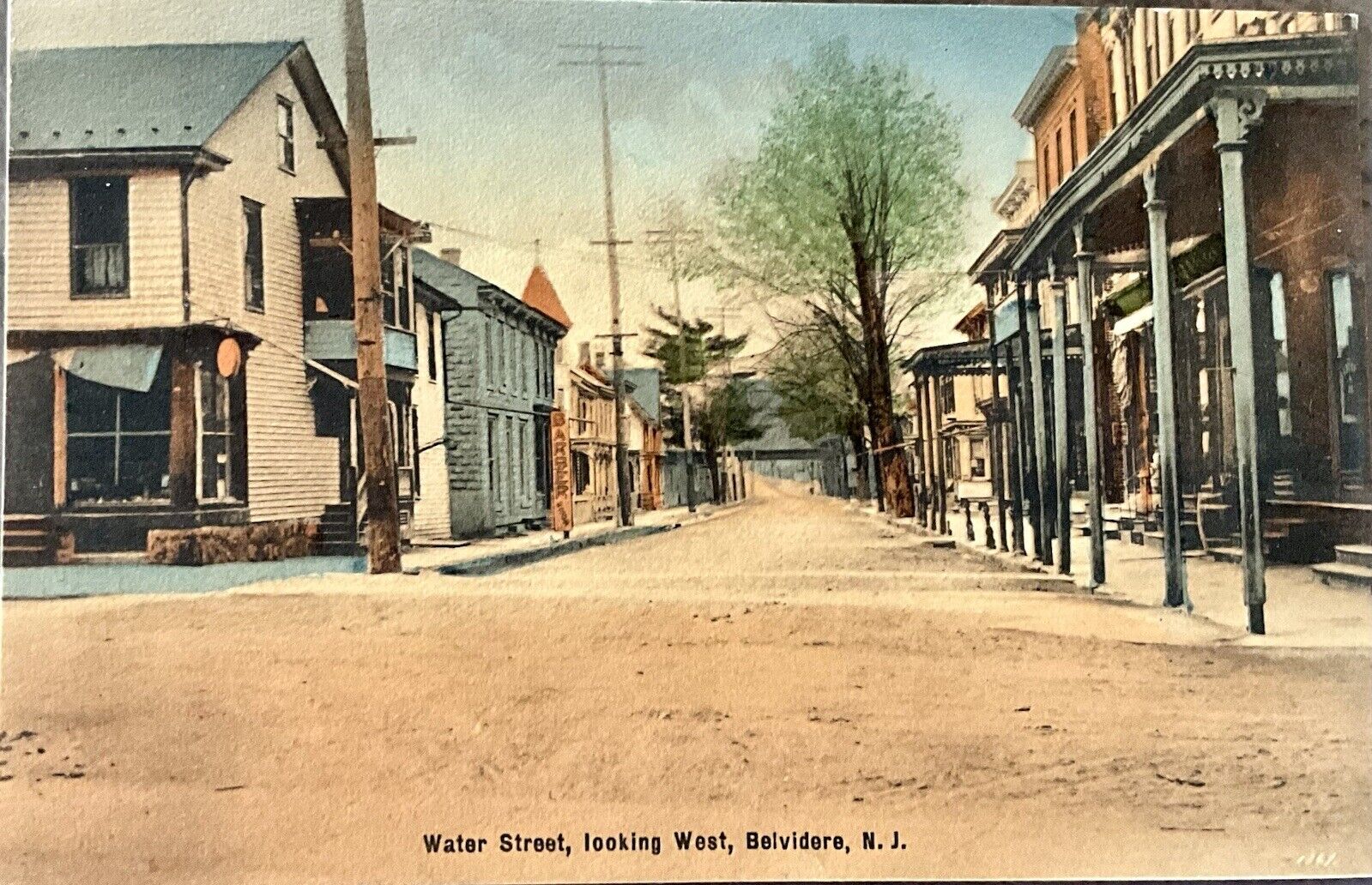 BELEVIDERE, NJ Water Street Looking West Antique Postcard 1910 Rare
