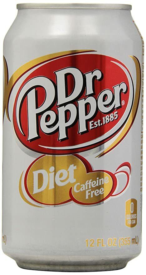 Diet Dr Pepper Caffeine Free 12 Fl oz, pack of 12 cans Pop Limited quantities 