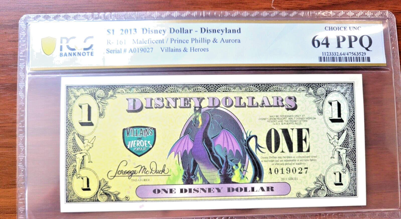 2013 A $1 Disney Dollar  Sleeping Beauty
