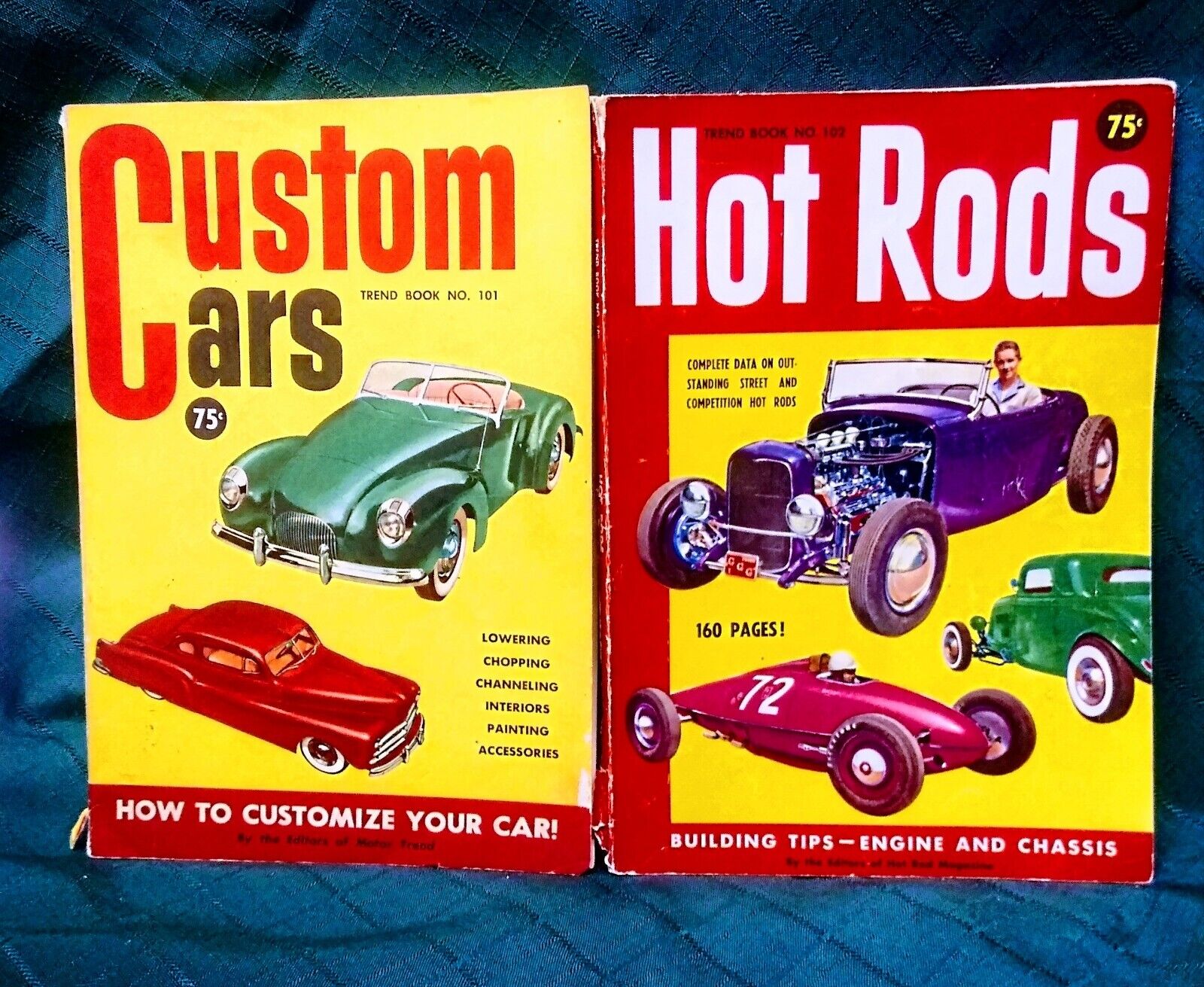 2 Vintage Car Magazines 1951 - CUSTOM CARS  & HOT RODS  Trend Books