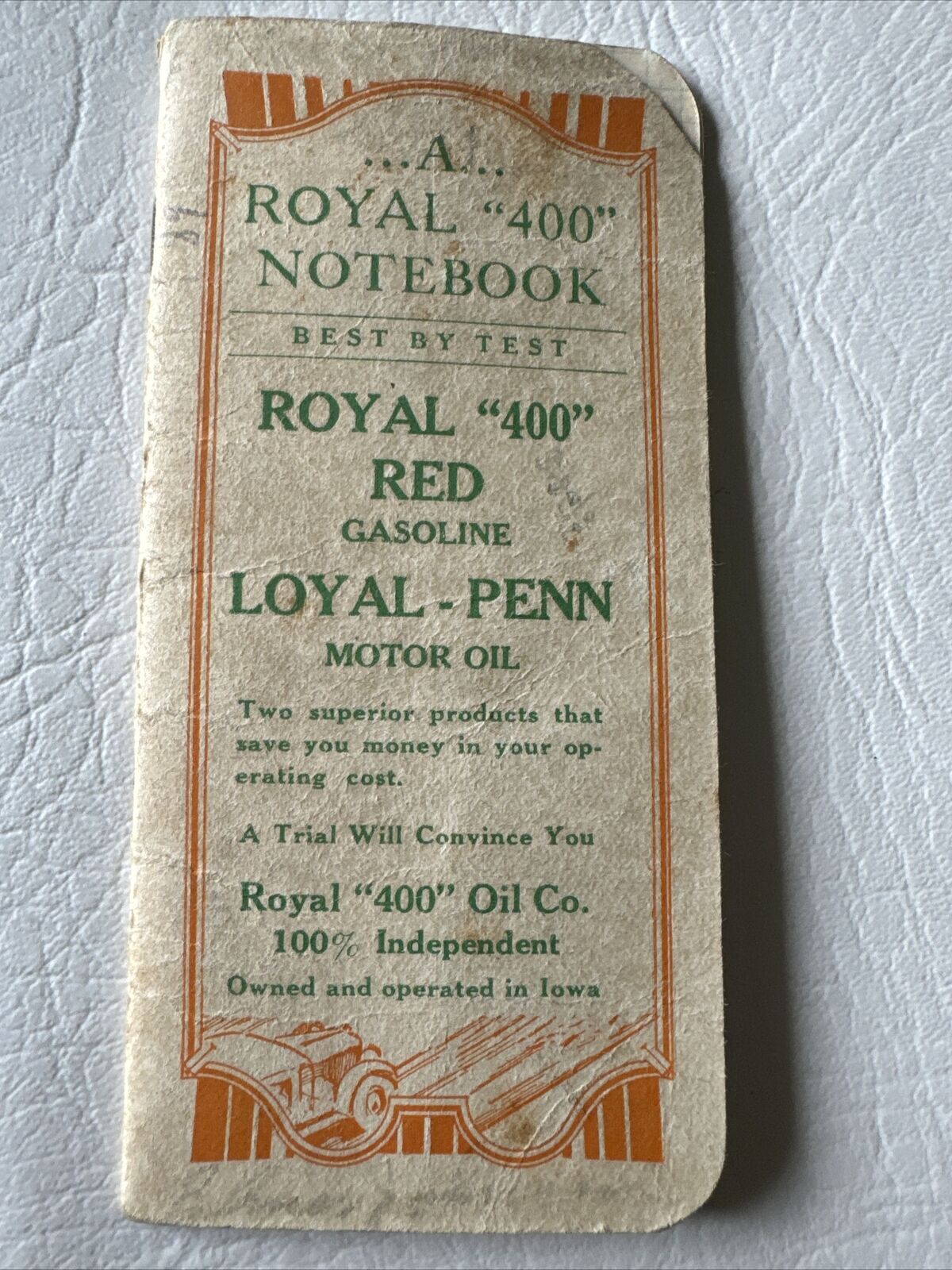 Vintage Royal 400 Loyal Penn Red Hat Oil Gas Advertising 1934 Notebook Calendar