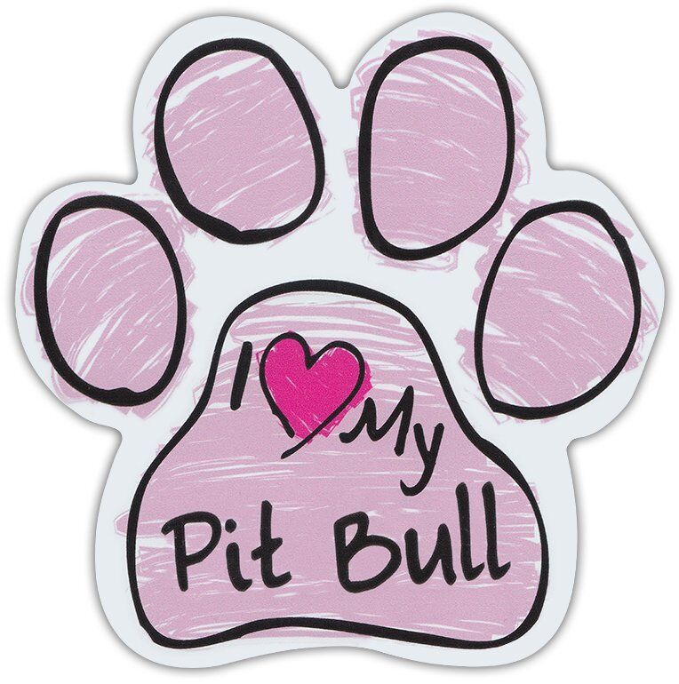 Pink Scribble Paws: I LOVE MY PIT BULL TERRIER PITBULL | Dog Paw Shaped Magnets
