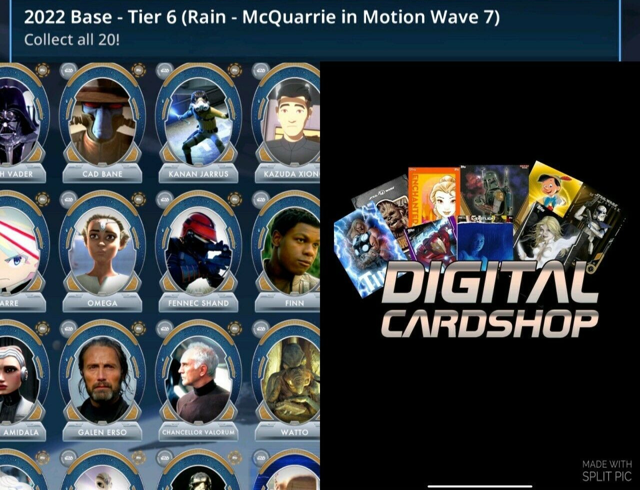 Topps Star Wars Card Trader McQuarrie in Motion Wave 7 Rain Base Set of 20 Cards
