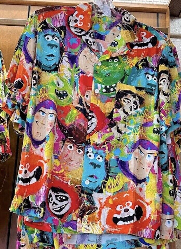 2024 Disney Parks Pixar Characters Camp Shirt L XL XXL NEW COCO SULLEY WOODY BUZ