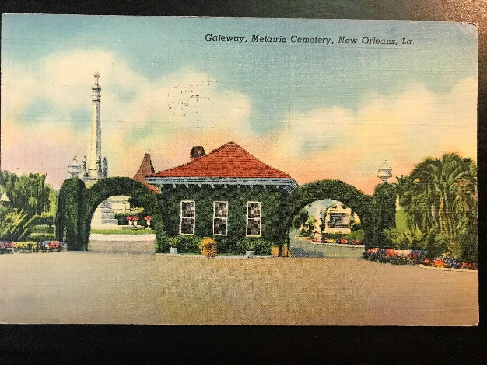 Vintage Postcard 1943 Gateway Metairie Cemetery New Orleans Louisiana  (LA)