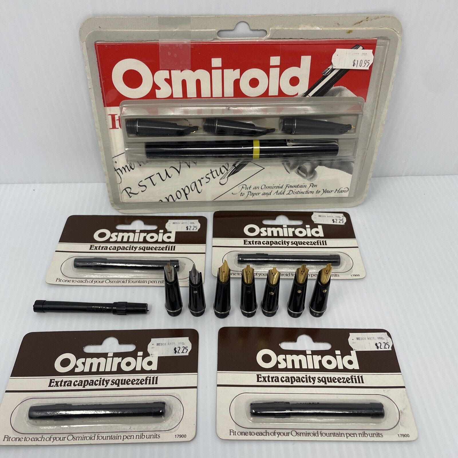 Vintage Osmiroid Master Calligraphy Pen Set 7 Nibs 22K Gold-Plate