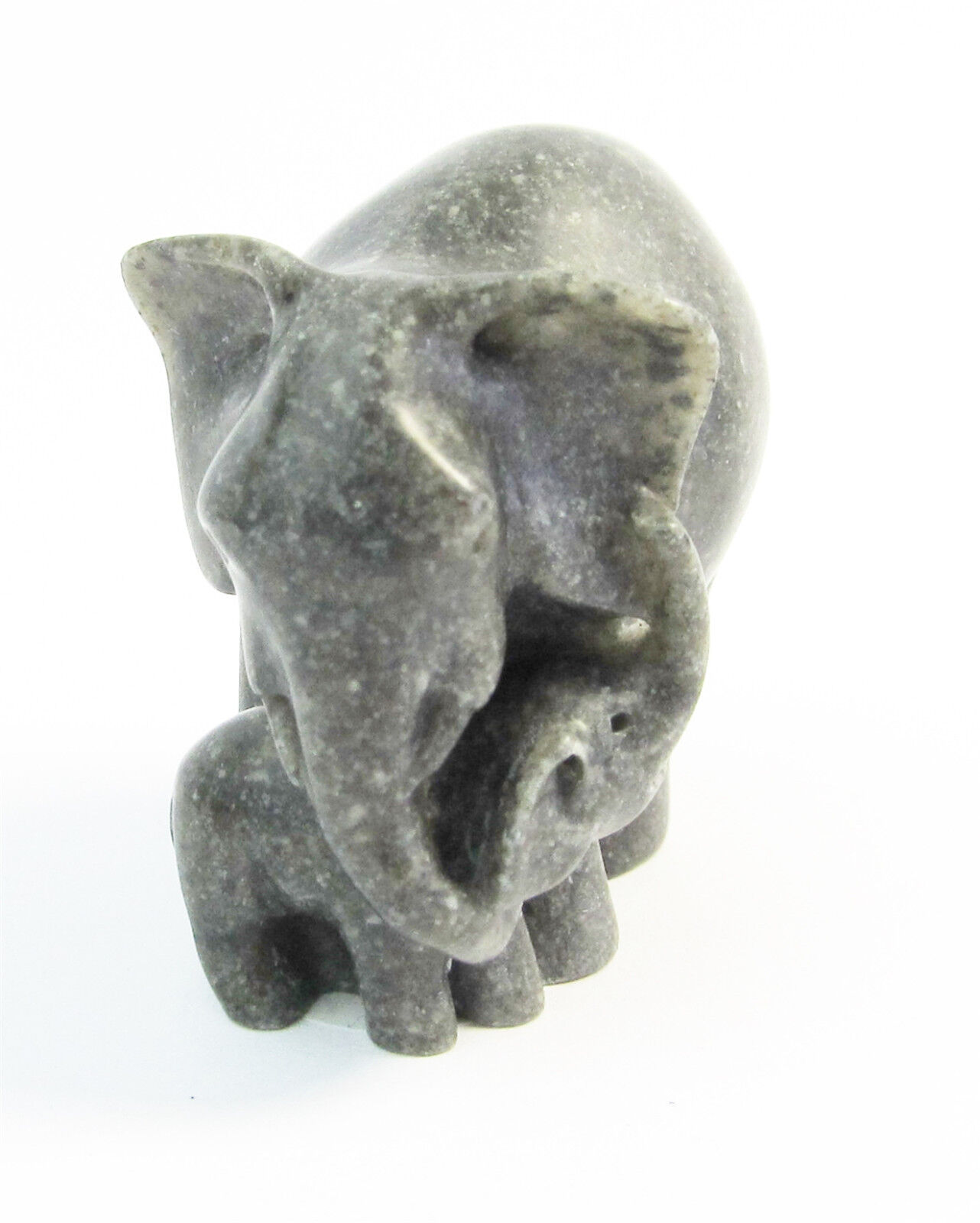 Quintessence (UK) Miniature Elephant with Baby Stone Resin Figurine GREY