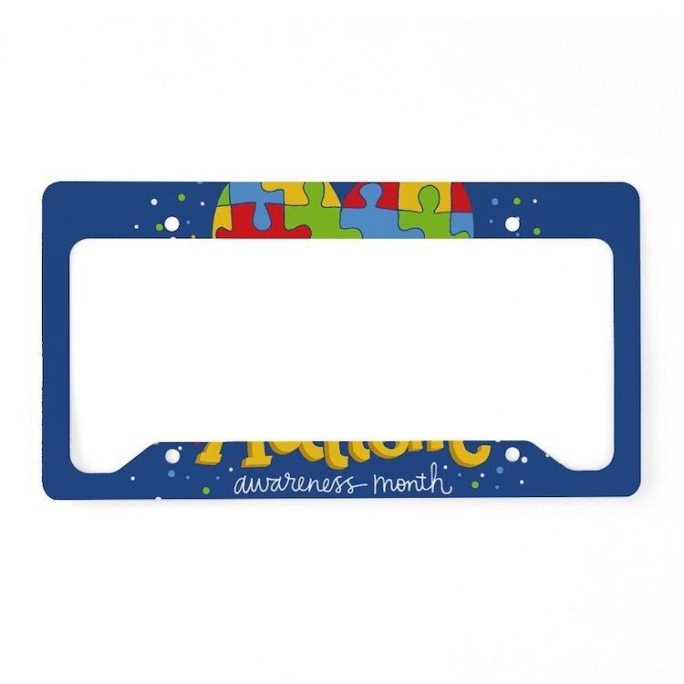 CafePress Autism Awareness Month License Plate Holder License Frame (1770396650)