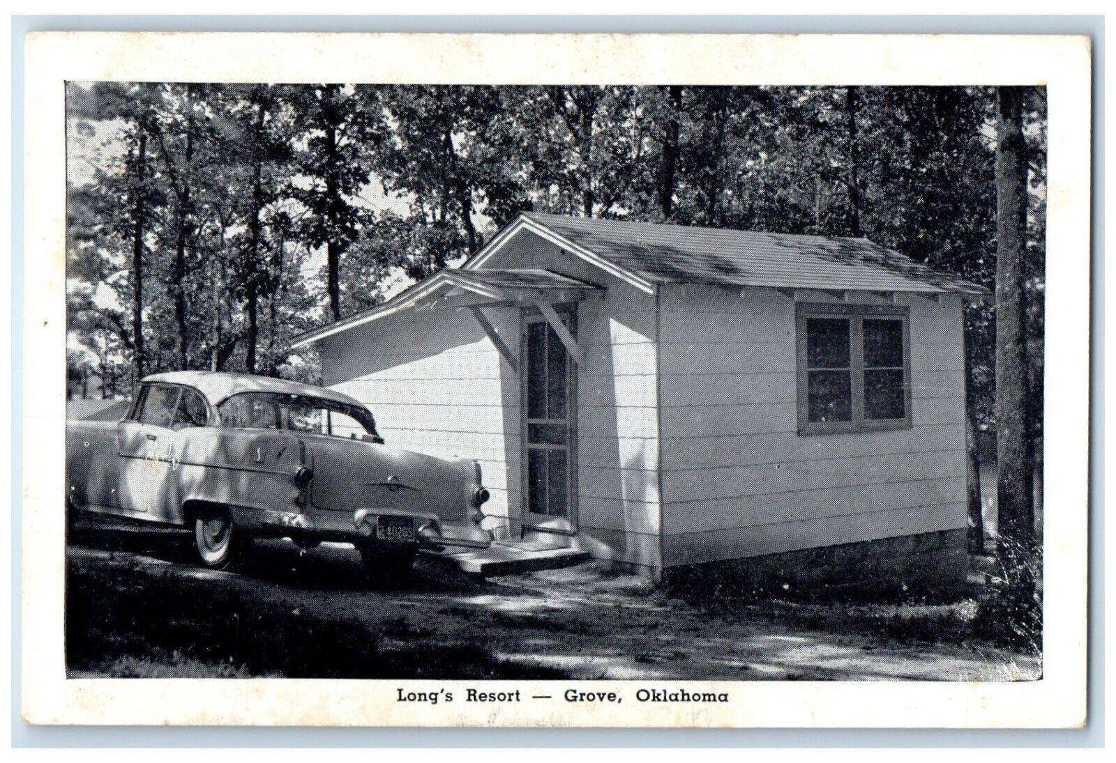 c1940 Exterior View Long Resort Classic Car Grove Oklahoma OK Unposted Postcard