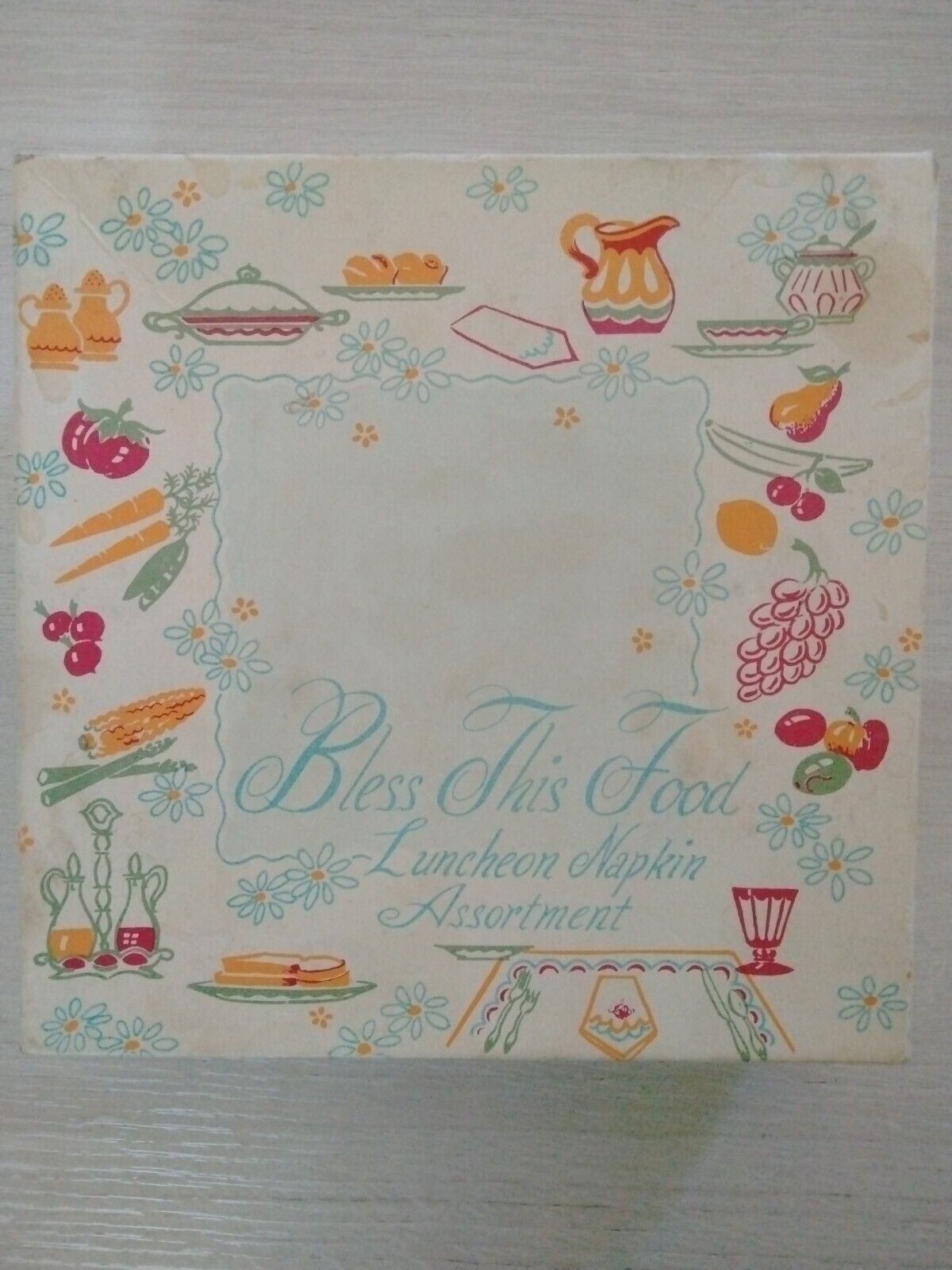 Paper Napkin Boxed Set 33 Paper Vintage USA Bless This Food Ephemera Decoupage 