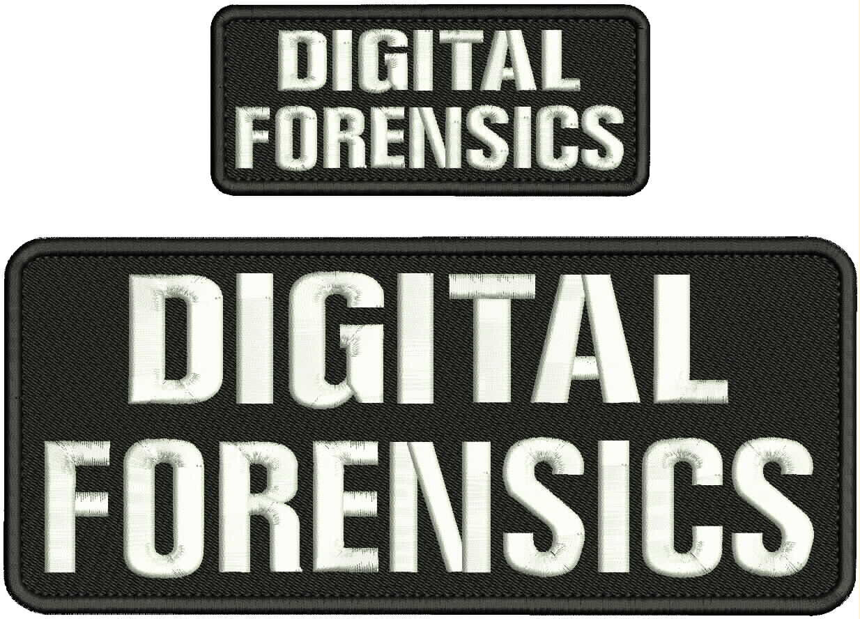 DIGITAL FORENSICS EMB PATCH 4X10 AND 2X5 HOOK ON BACK WHITE ON BLACK