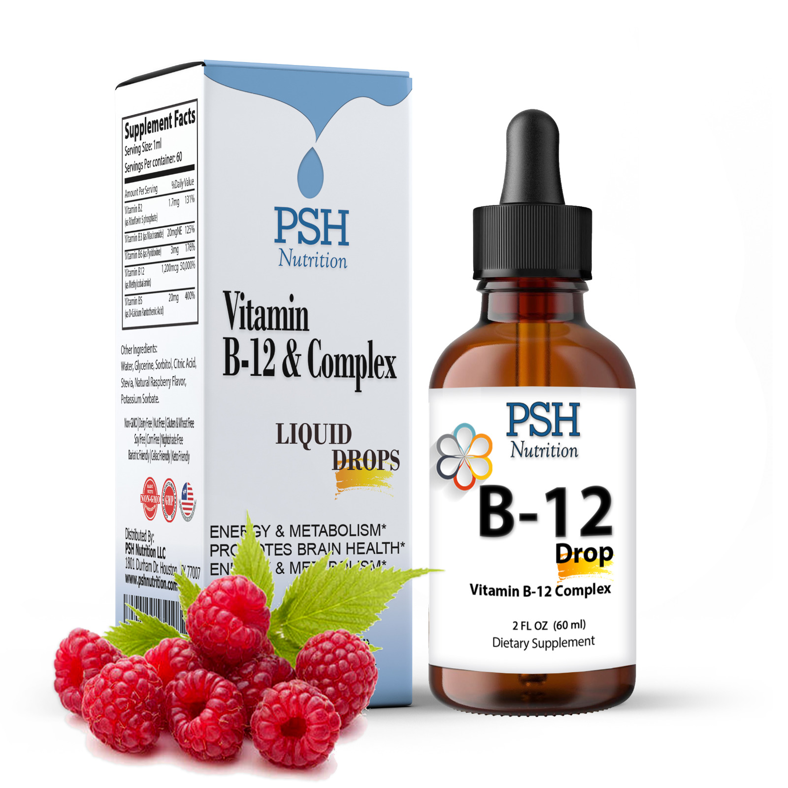 Boost Your Active Lifestyle Energy w PSH B-Complex Drops | extra B12 1200mcg