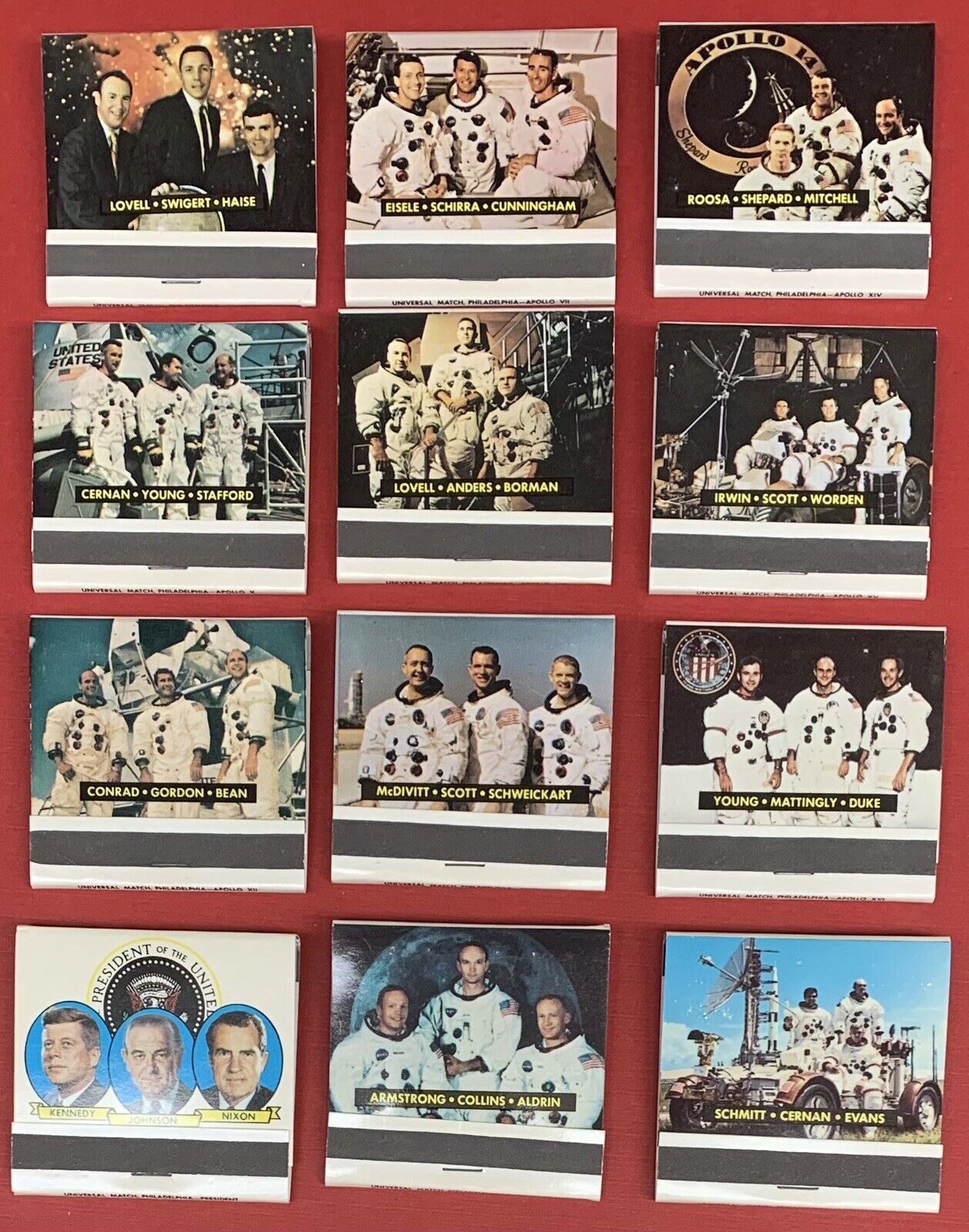 Apollo Commemorative Matchbooks, Set of 12 Matchbooks from Apollo 7 to 17.
