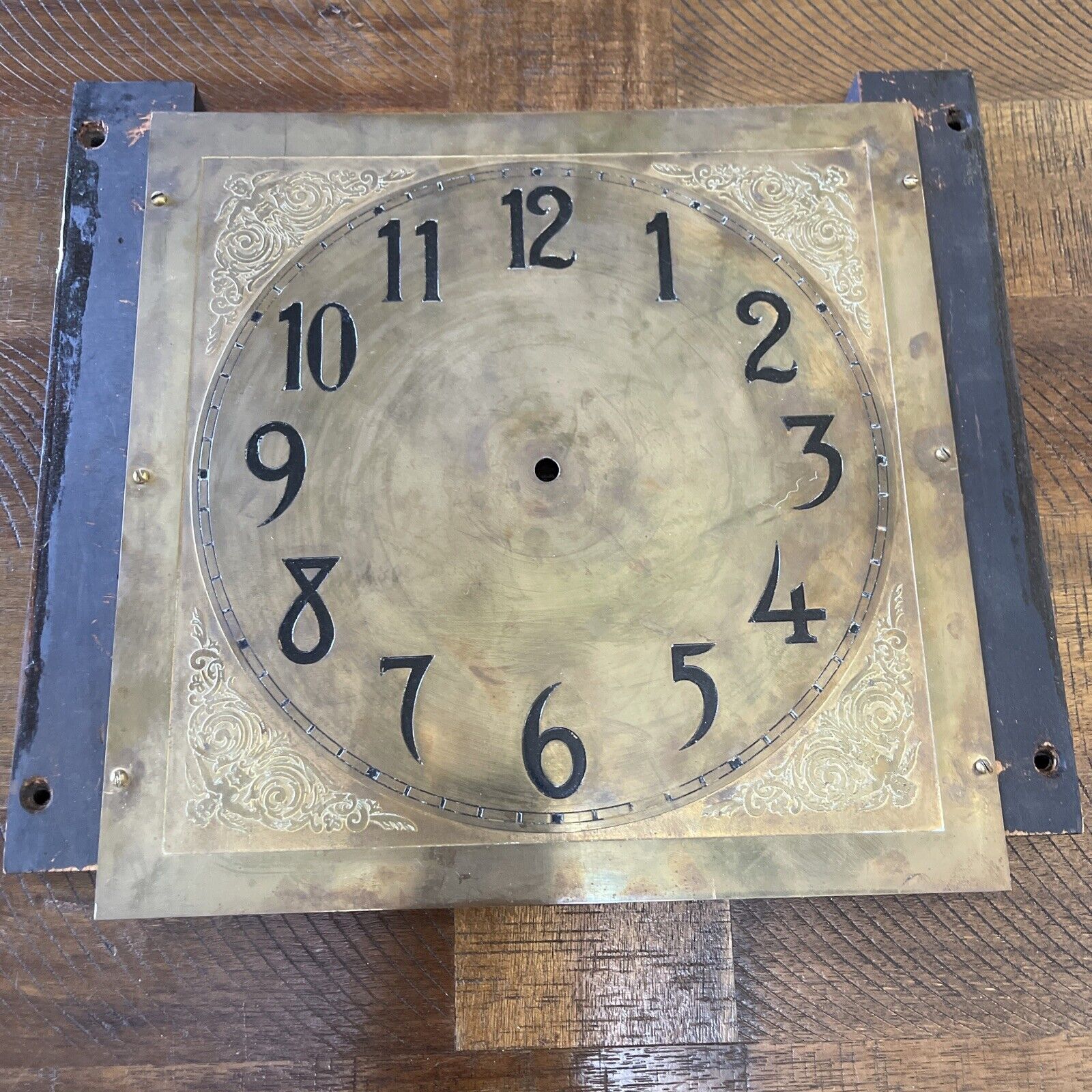 Vintage Grandfather Clock Brass Face / Dial 12.5”