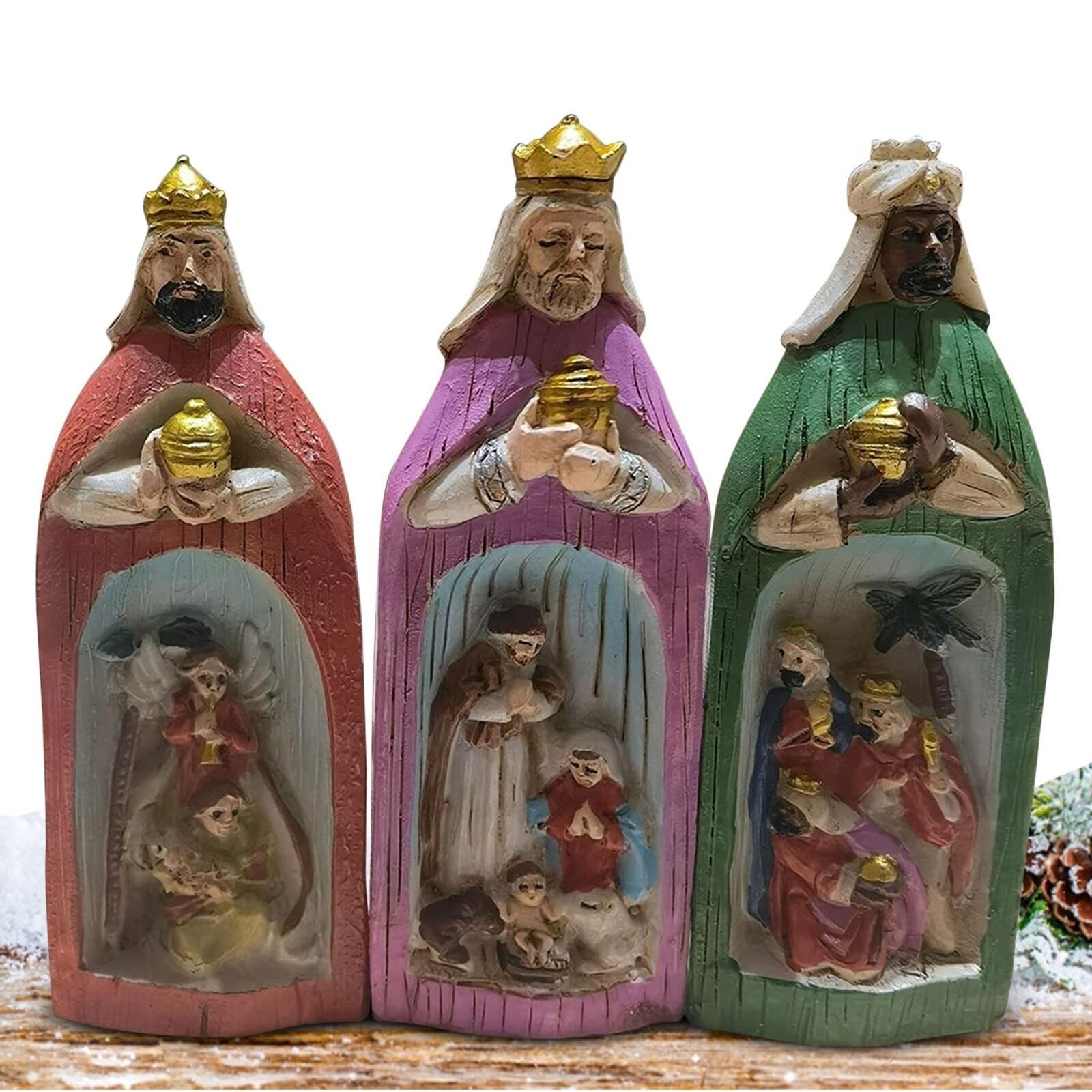 Vintage Set (3) Three Kings Wise Men Nativity Christmas Handmade 