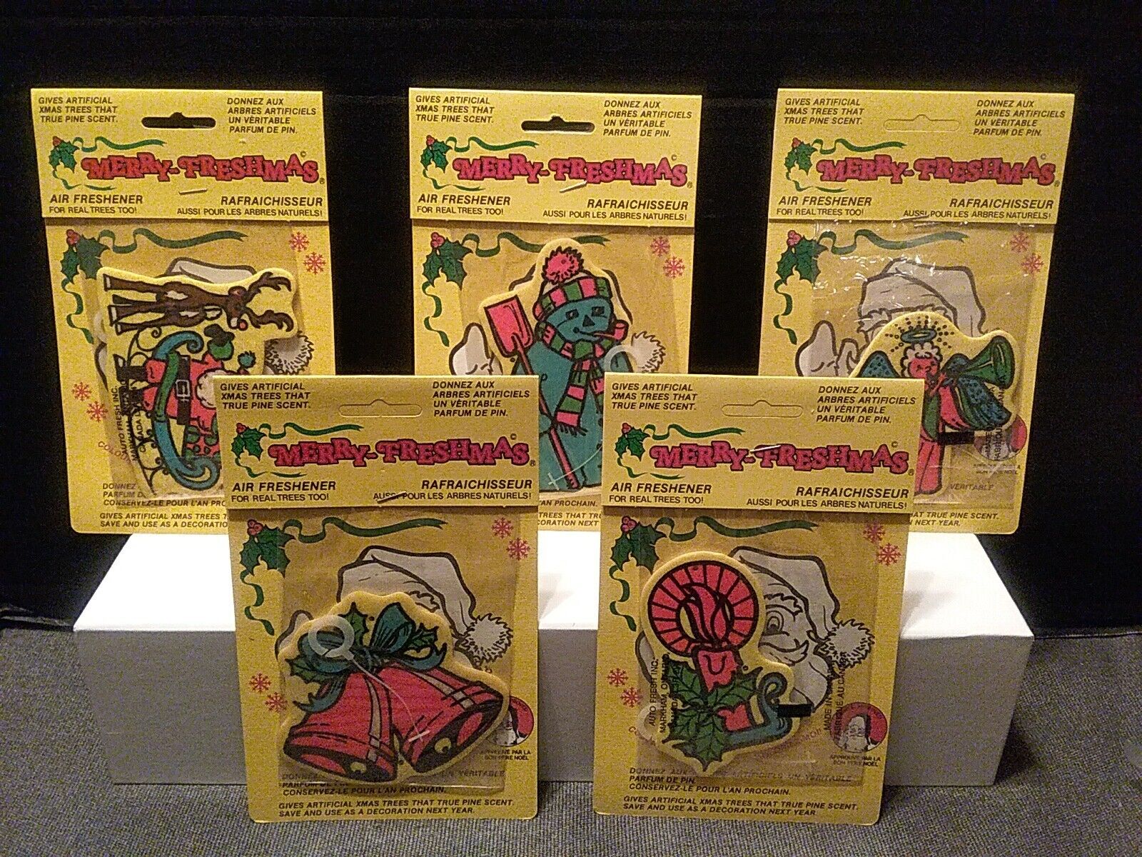Vtg Merry-Freshmas Christmas Tree Highly Scented Air Fresheners&More 5 Designs
