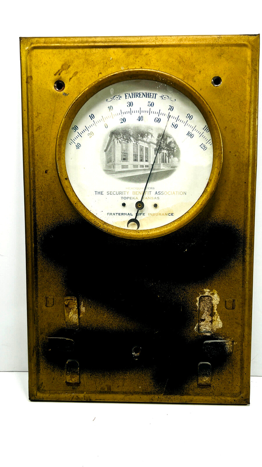 Antique Security Benefit Association Topeka KS thermometer advertising sign