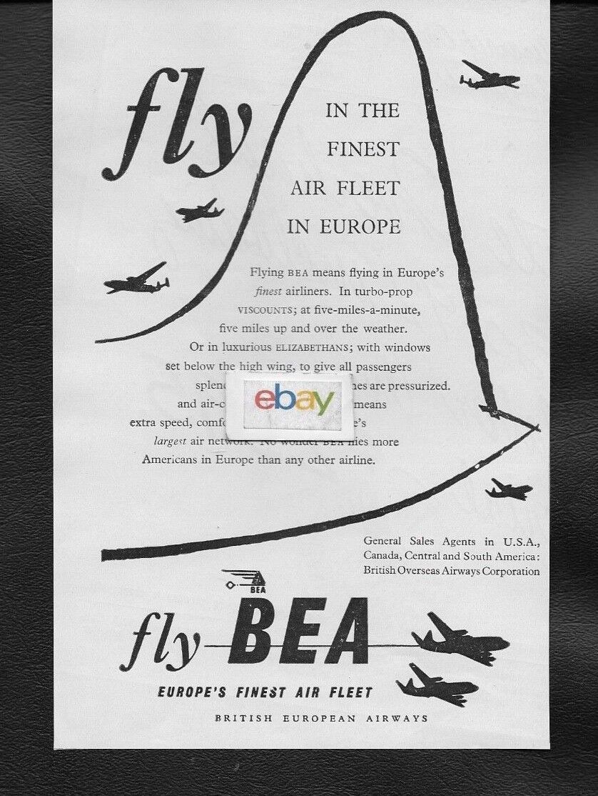 BEA BRITISH EUROPEAN AIRWAYS 1954 FINEST AIR FLEET VISCOUNT & ELIZABETHANS AD