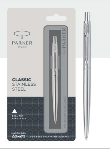 PARKER CLASSIC STAINLESS STEEL BALL PEN WITH CHROME TRIM