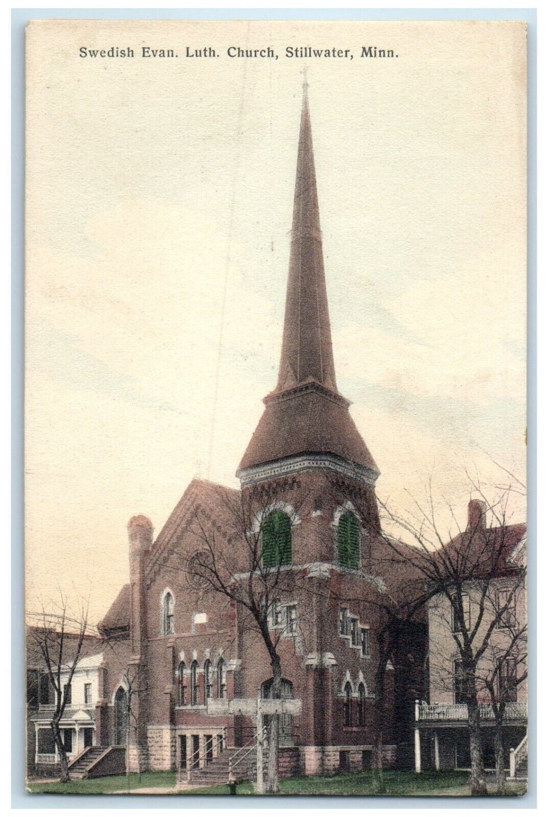 c1910 Swedish Evan Lutheran Church Chapel Exterior Stillwater Minnesota Postcard