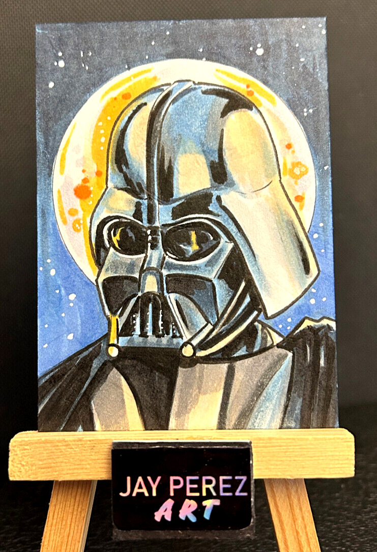 Darth Vader Sketch Card 1/1 Original on card signed Artist ACEO Star Wars