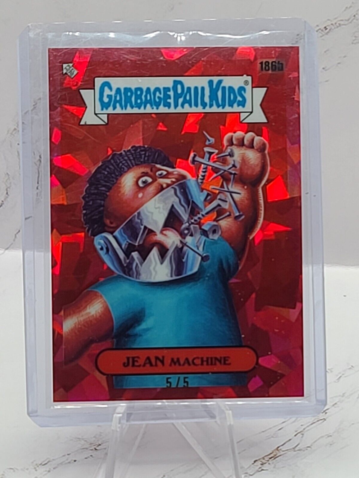 2022 Garbage Pail Kids Sapphire - JEAN MACHINE #186B - Red Numbered 5/5 GPK MINT