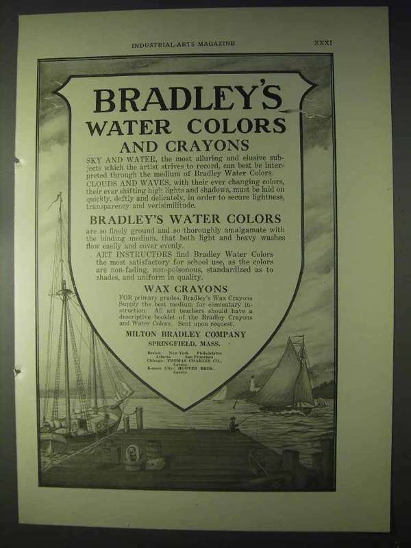 1922 Bradley\'s Water Colors and Crayons Ad