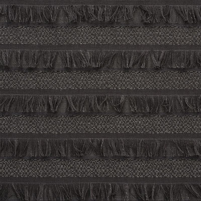 31 x 55” + 44 x 17” SCHUMACHER 72652 ACADIA Charcoal Fringed Stripe Fabric ITALY