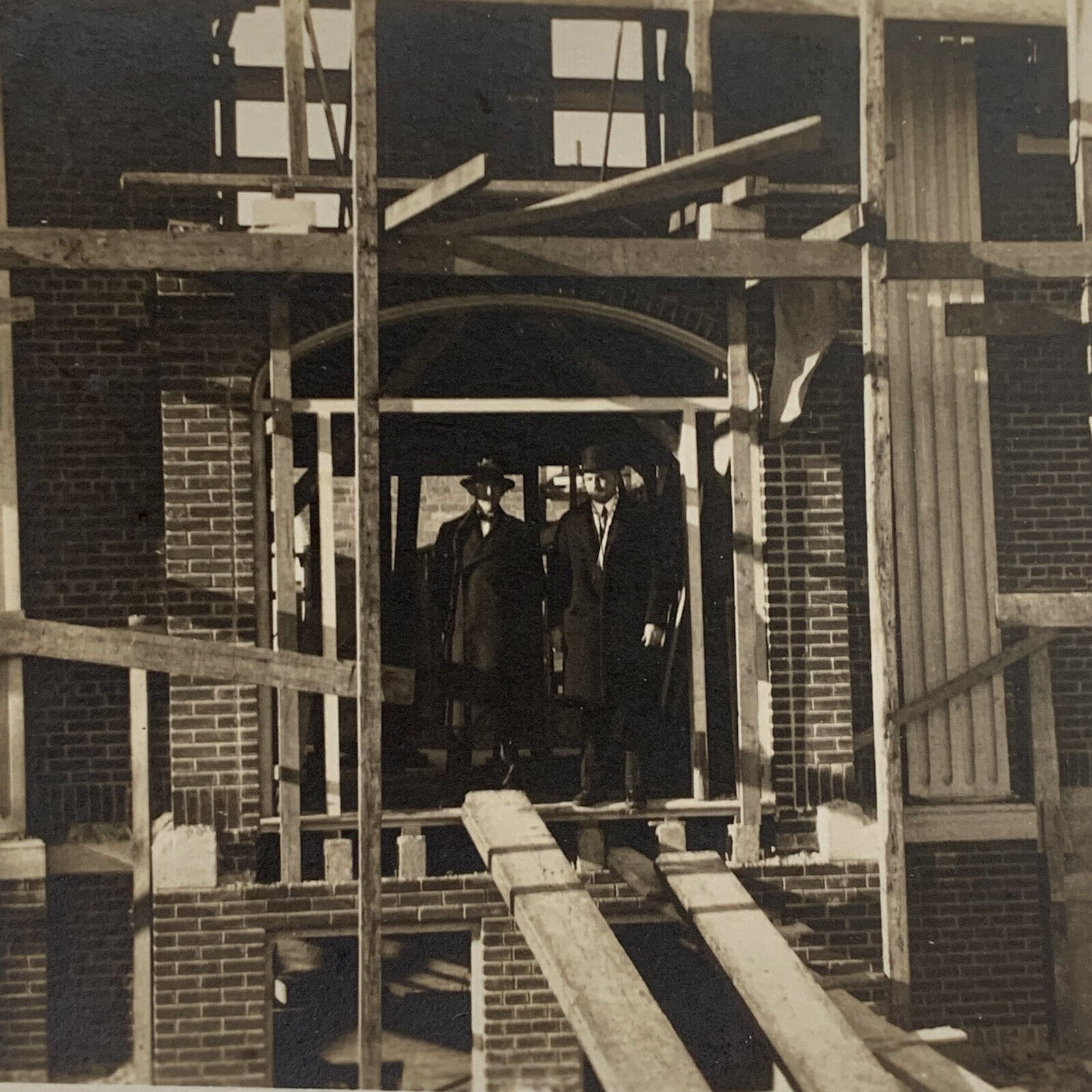 Antique/Vintage RPPC Real Photograph Postcard Men Building Under Construction