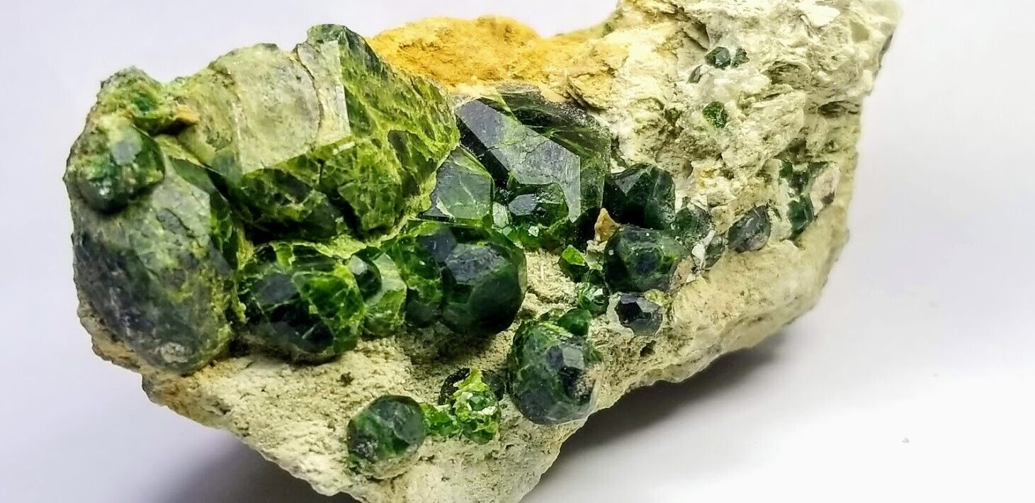 Fabulous Green Demantoid Garnet Crystals on Matrix