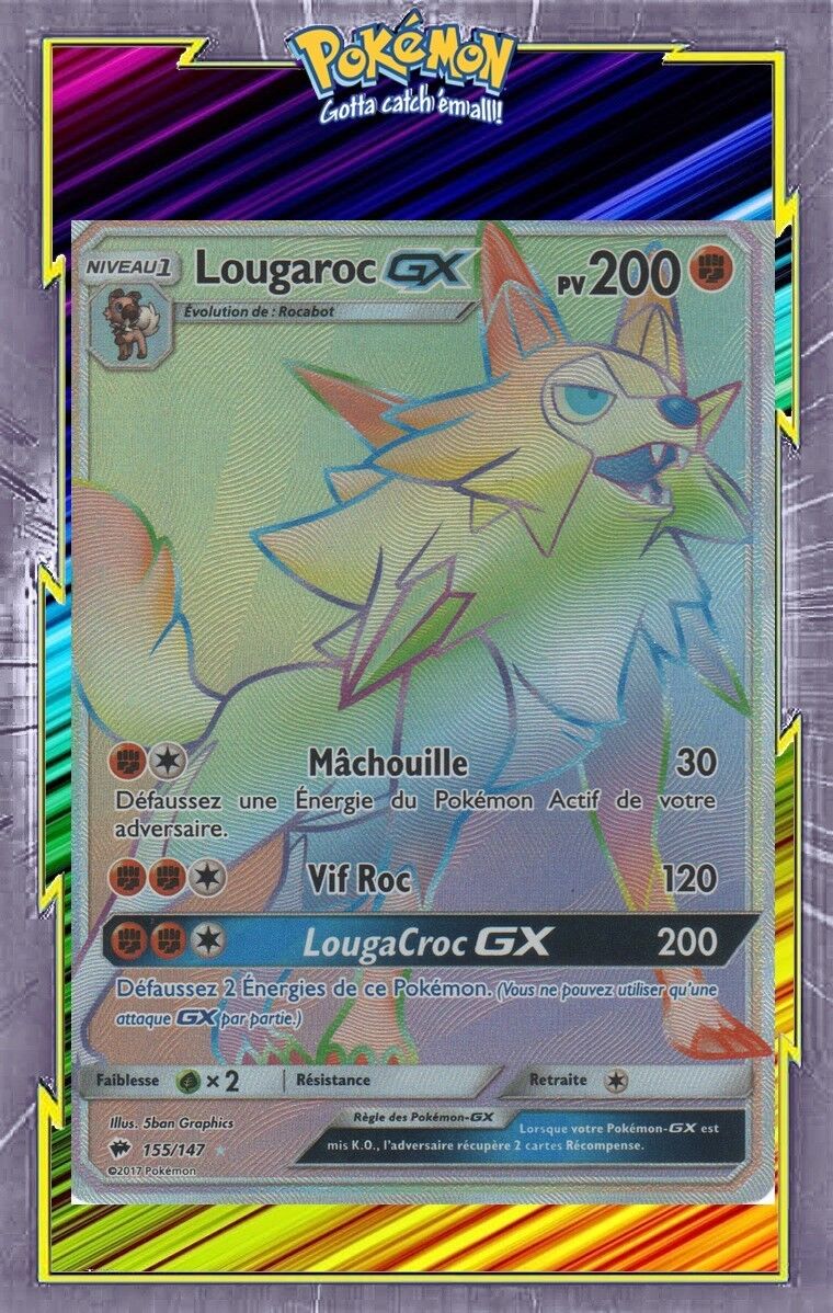 Lougaroc GX Secret - SL03:Burning Shadows -155/147 - New French Pokemon Card