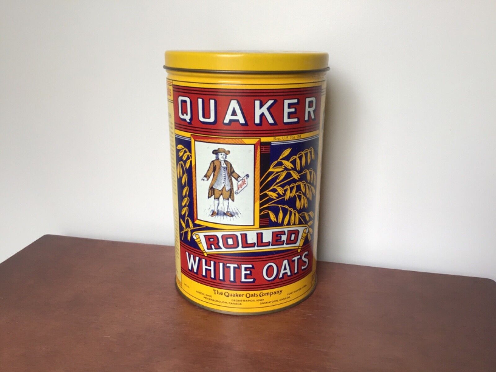Vintage 1984 Quaker Rolled Oats Limited Edition Tin Canister, 1896 Replica
