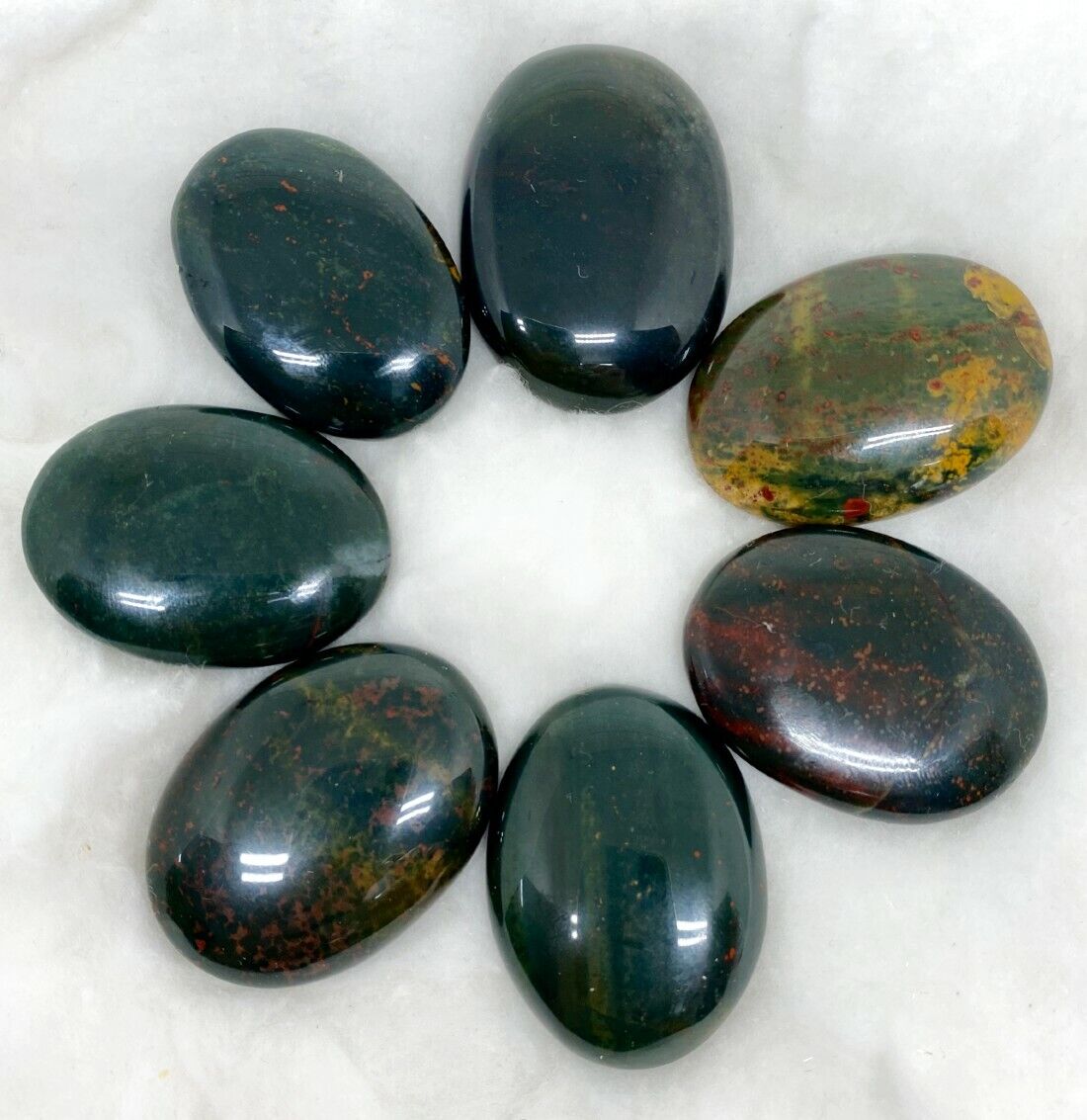 One(1) Natural Bloodstone Worry Stone, Thumb Stone.