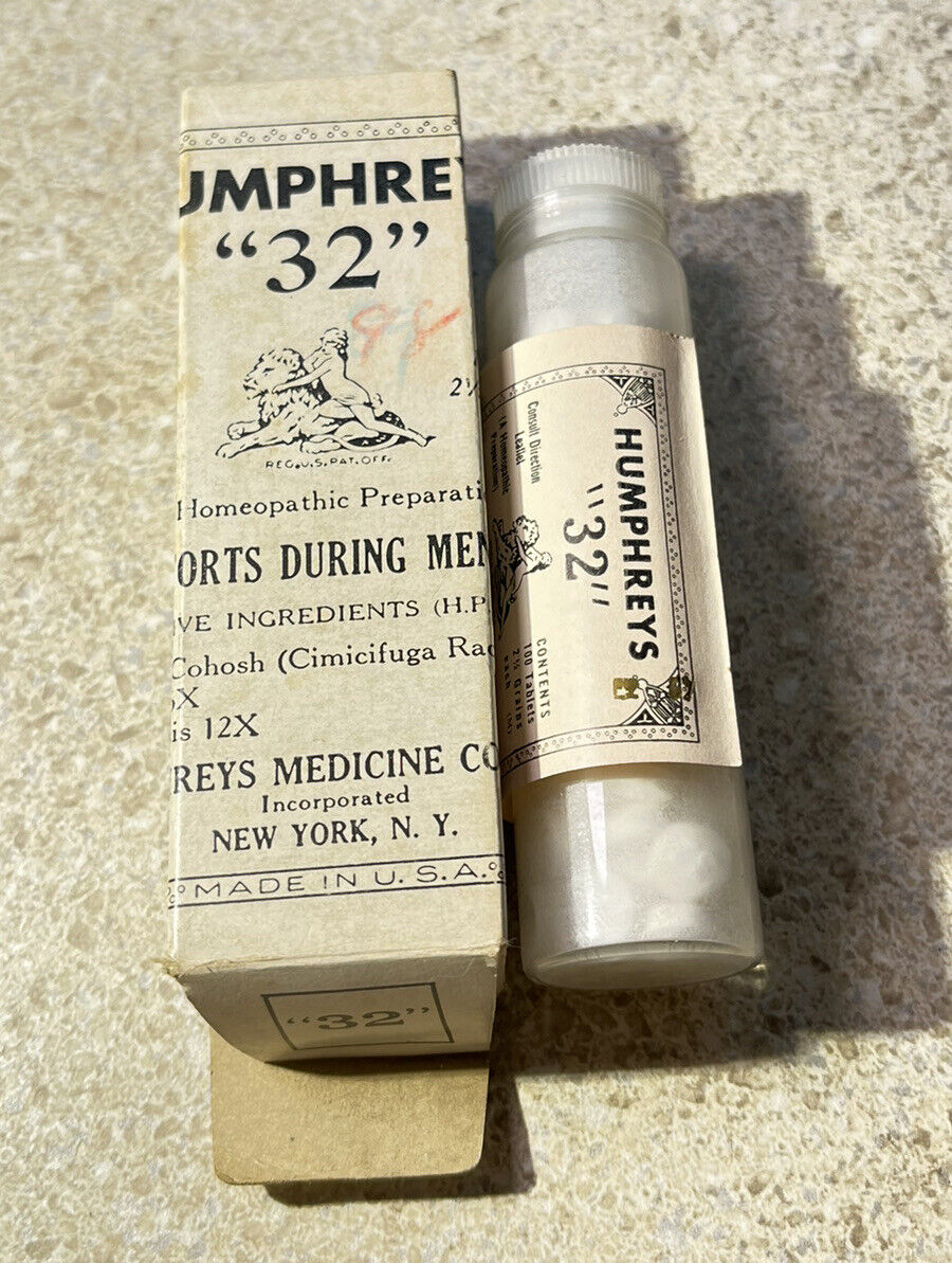 F443~ Humphreys Homeopathic No 32 DISCOMFORT DURING MENOPAUSE Sealed Box 1930's