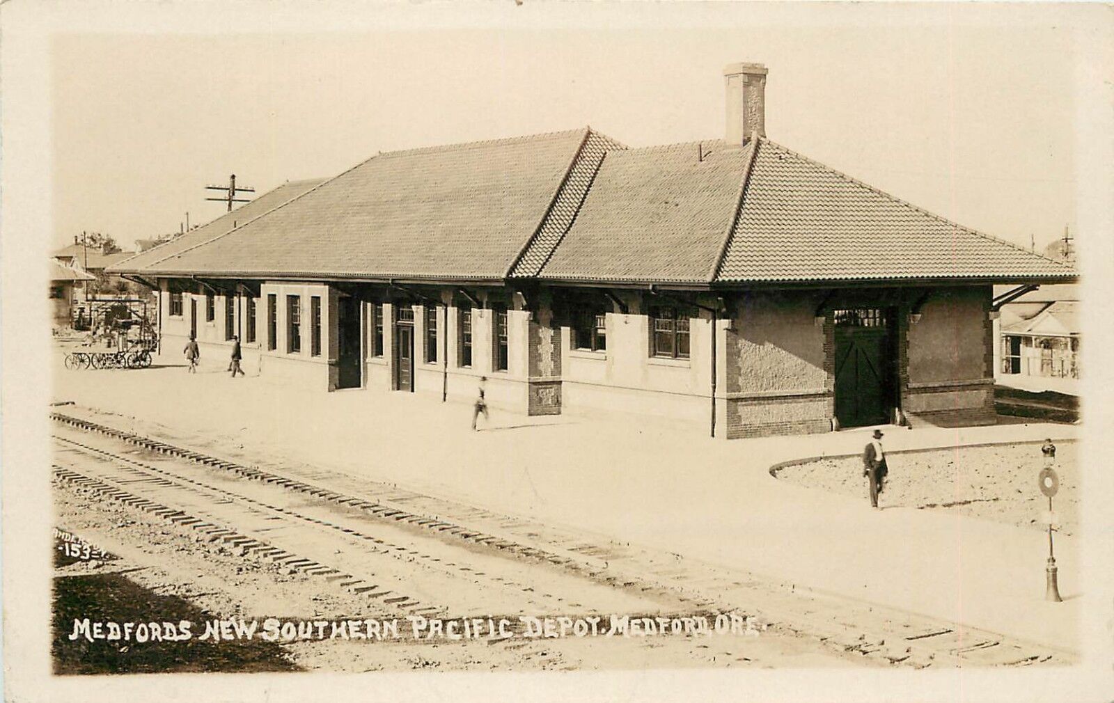 c1910 RPPC New Southern Paciffic RR Depot, Medford OR Jackson Co., Anderson 153