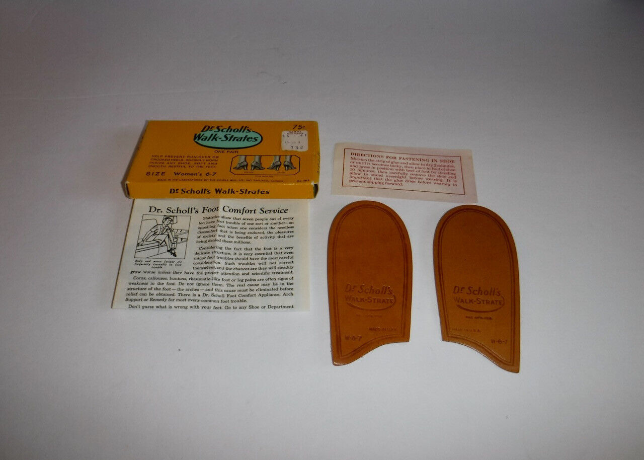 Vtg 1956 Dr. Scholl\'s WALK STRATES 5513 Womens Sz 6-7 Foot Heel Shoe Comfort Pad