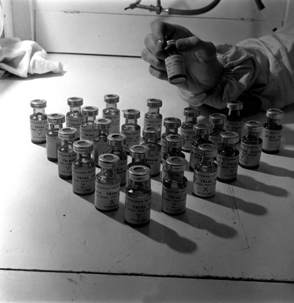 Bottles of influenza virus vaccine 1950s Old Photo